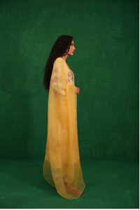 Ivory printed embroidered buta jaal kurta set
