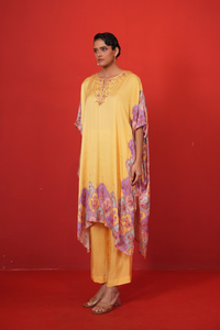Butterfly Yellow Long Poncho Set