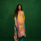 Yellow multi butterfly kurta set