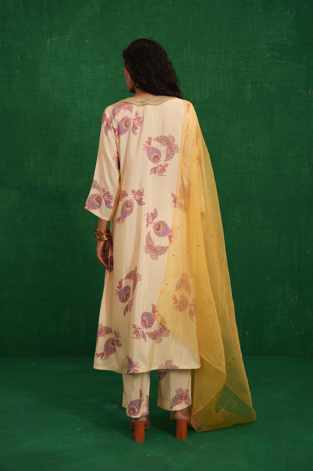 Ivory Printed Embroidered Buta Jaal Kurta Set