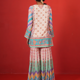 Ivory Multi Chevron Butterfly Sharara Set