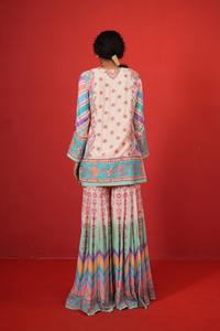 Ivory Multi Chevron Butterfly Sharara Set