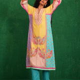 Yellow Multi Butterfly Kurta Set