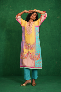 Yellow Multi Butterfly Kurta Set