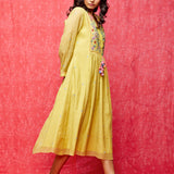 Rose Yellow Embroidered Yoke Tunic