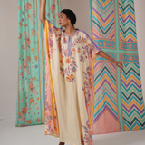 Ivory/yellow butterfly kaftan