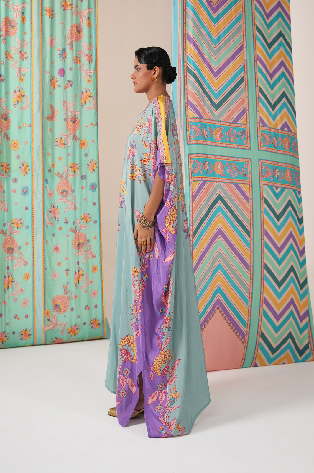 Sage/Purple Butterfly Kaftan