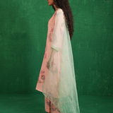Pink Printed Embroidered Buta Jaal Kurta Set