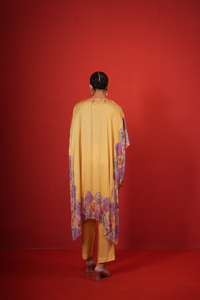 Butterfly yellow long poncho set