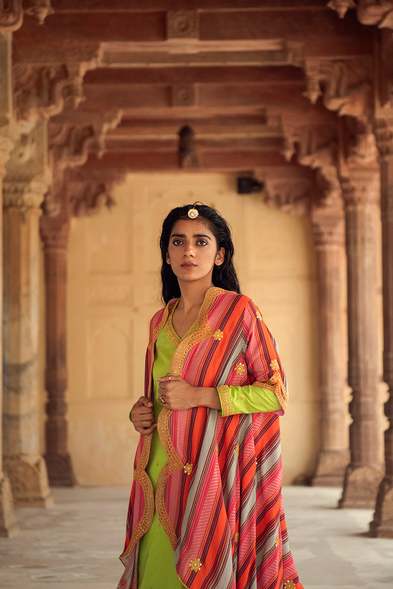Tijara Cape & Baradari Kurta With Pants