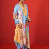 Blue Multi Panel Kurta Set