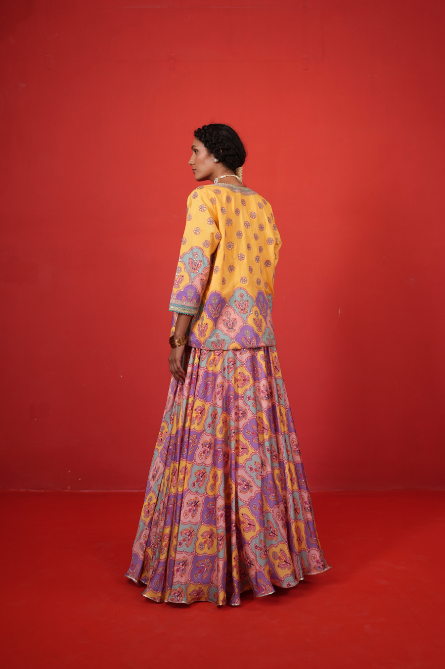 Butterfly multi lehenga with Jacket set