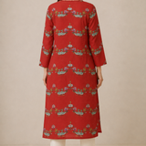 Bundi Red Scallop Printed Kurta
