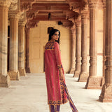 Pink & Purple Hand-Embroidered Chanderi Silk Kurta Set