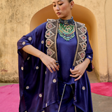 Purple Embroidered Chintz Noori Cape Set