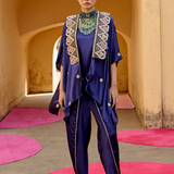 Purple Embroidered Chintz Noori Cape Set