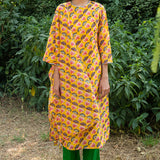 Printed Diagonal Yellow Chanderi straight Kurta