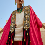 Fuchsia Embroidered Nori Cape Set