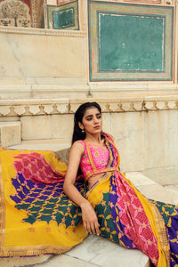 Navalgarh Printed Modal Silk Saree With Danka Embroidery