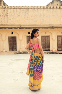 Navalgarh Printed Modal Silk Saree With Danka Embroidery