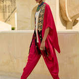 Fuchsia Embroidered Nori Cape Set