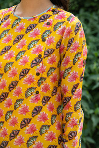 Printed Diagonal Yellow Chanderi straight Kurta
