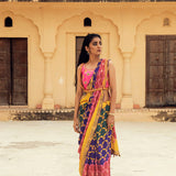 Navalgarh Printed Modal Silk Saree With Danka Embroidery