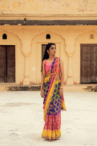 Navalgarh Printed Modal Silk Saree With Danka Embroidery
