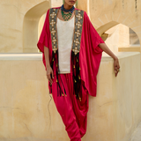 Fuchsia Embroidered Nori Cape Set