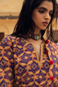 Purple Pink Hand-Embroidered Silk Kurta Set