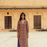 Purple Pink Hand-Embroidered Silk Kurta Set