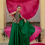 Emerald Embroidered Skirt Set