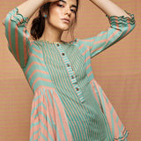 Block Printed Multi Striped Top with Pants