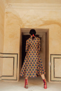 Bikaner Olive Green Danka Embroidered Silk Chanderi Kurta