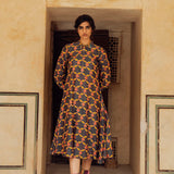 Bikaner Olive Green Danka Embroidered Silk Chanderi Kurta