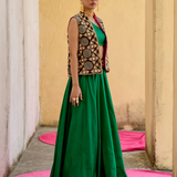 Emerald Embroidered Skirt Set