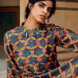 Bikaner Olive Green Danka Embroidered Silk Chanderi Kurta
