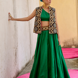 Emerald Embroidered Skirt Set
