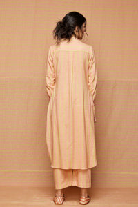 Block Printed Beige with Rose Pink Striped Co-ord Set