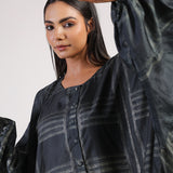 Black Green Geometric Ombre Shibori Kaftan & Dress