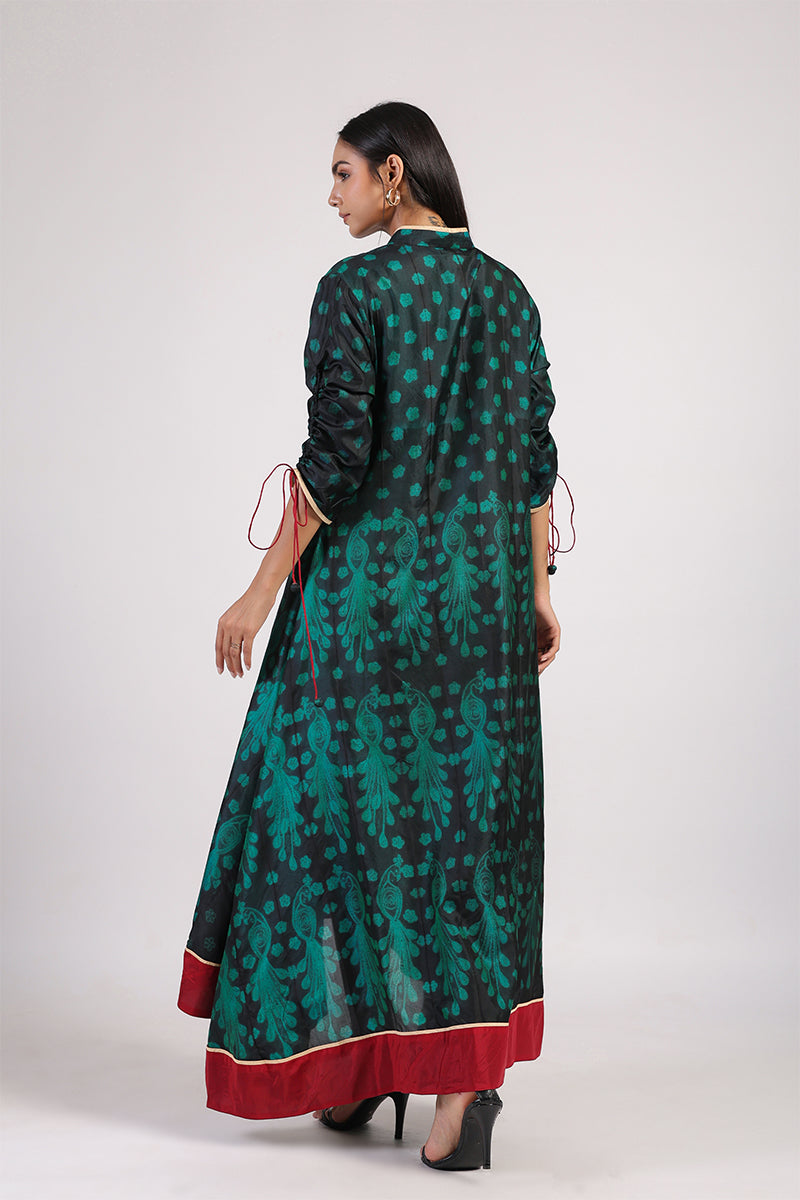 PEACOCK OMBRE A LINE DRESS