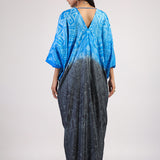 Blue Black Tribal Ombre Shibori Kaftan & Dress