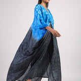 Blue Black Tribal Ombre Shibori Kaftan & Dress