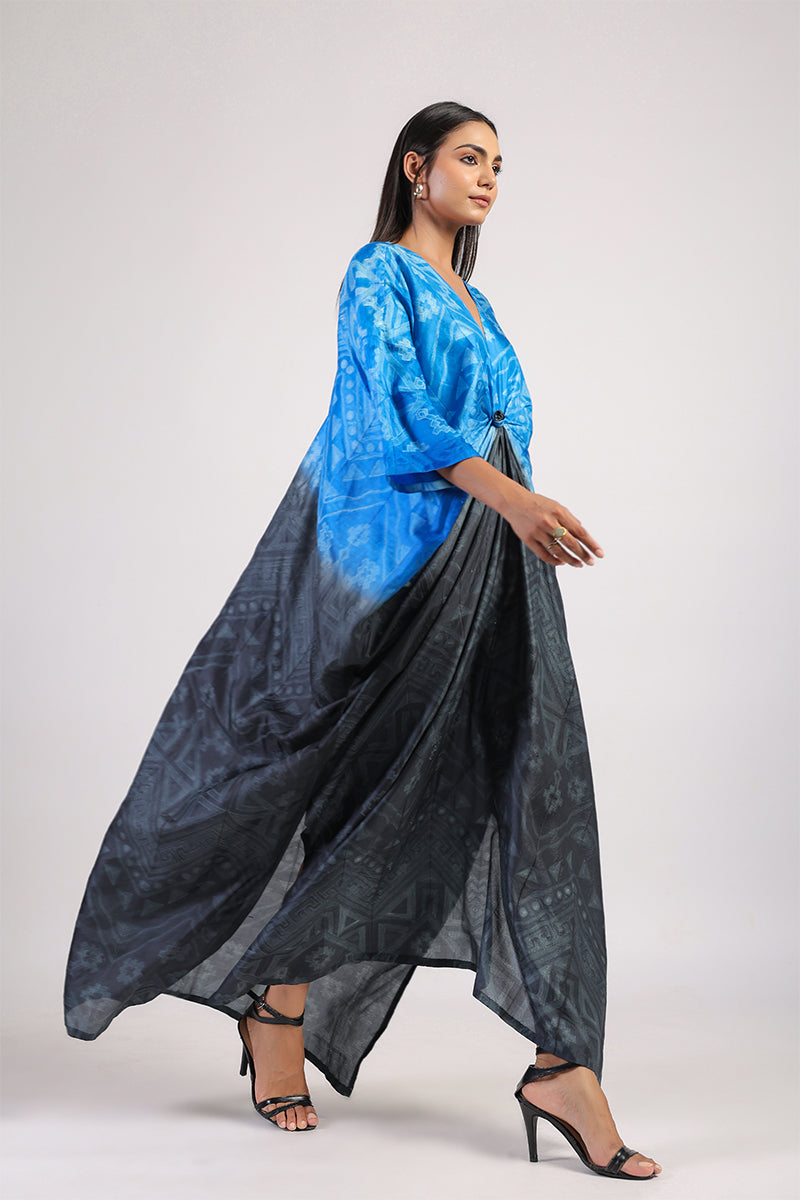 ROSE KNOT OMBRE TRIBAL SHIBORI KAFTAN