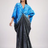 Blue Black Tribal Ombre Shibori Kaftan & Dress
