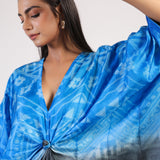 Blue Black Tribal Ombre Shibori Kaftan & Dress