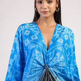 Blue Black Tribal Ombre Shibori Kaftan & Dress