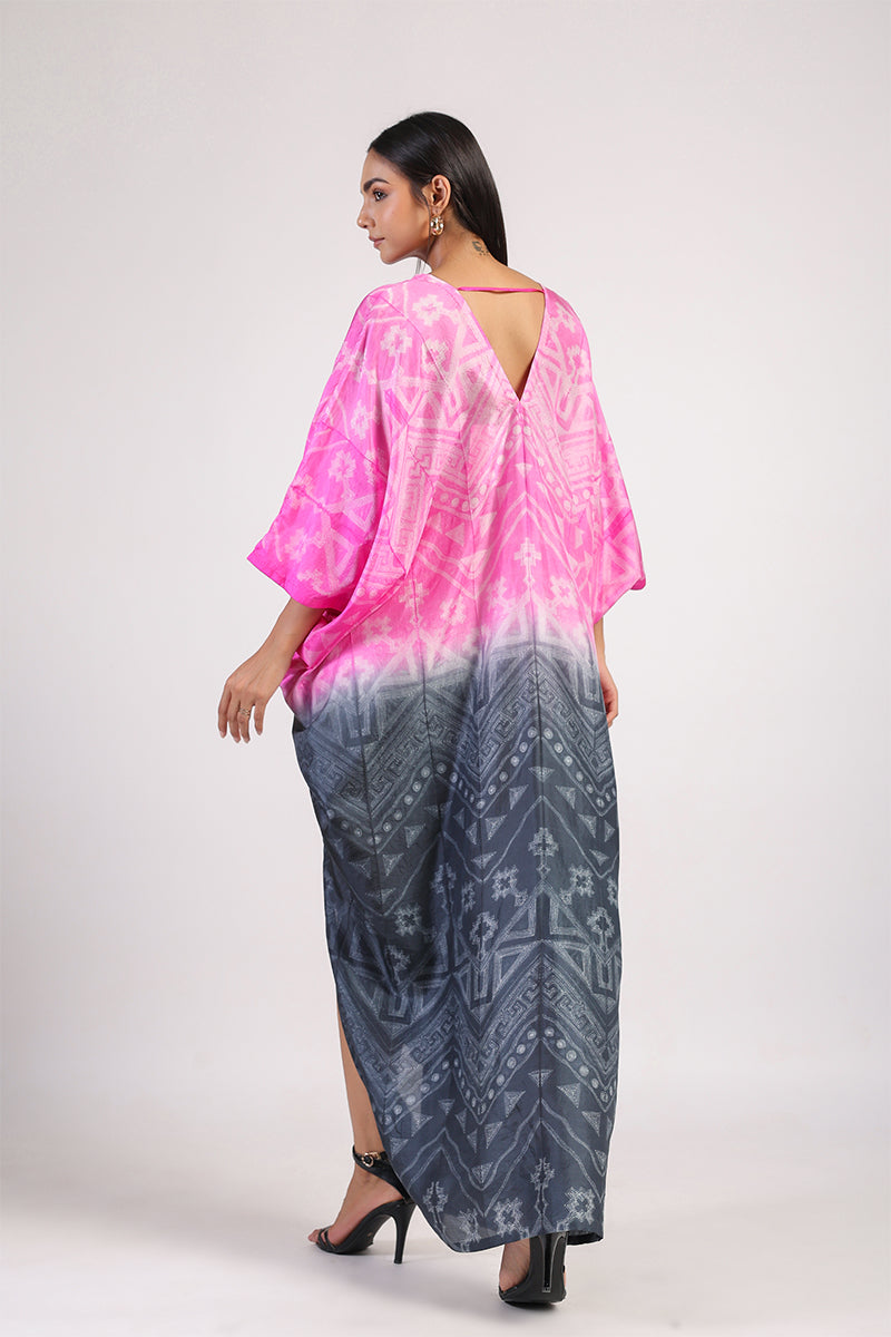 ROSE KNOT OMBRE TRIBAL SHIBORI KAFTAN