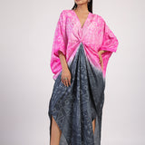 Black Pink Tribal Ombre Shibori Kaftan & Dress
