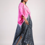 Black Pink Tribal Ombre Shibori Kaftan & Dress